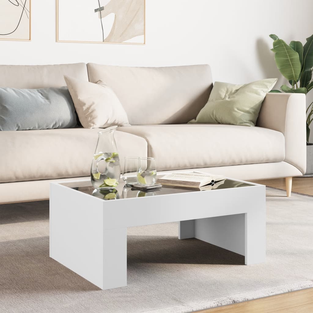 Soffbord Vit med Infinity LEDs 70x50x30 cm