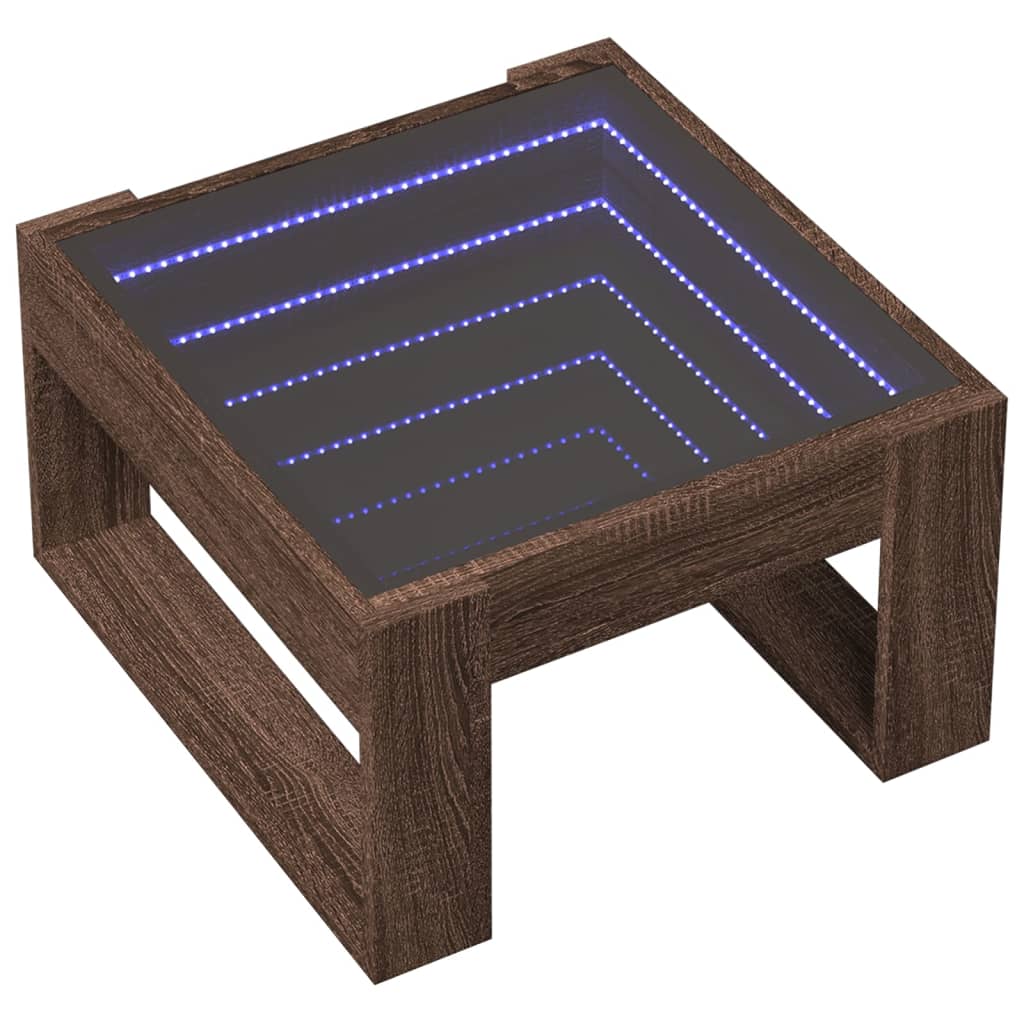 Soffbord Brun Ek med Infinity LEDs 50x53x30 cm