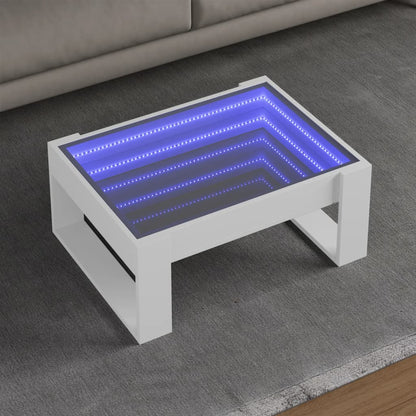 Soffbord Vit med Infinity LEDs 70x53x30 cm
