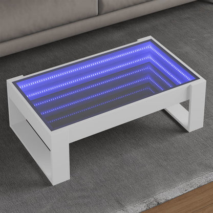 Soffbord Vit med Infinity LEDs 90x53x30 cm