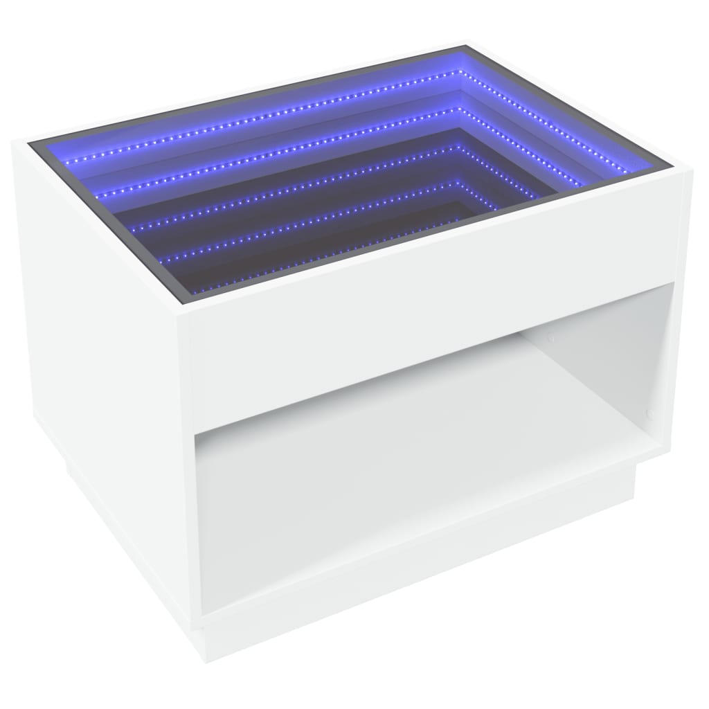 Soffbord Vit med Infinity LEDs 70x50x50 cm