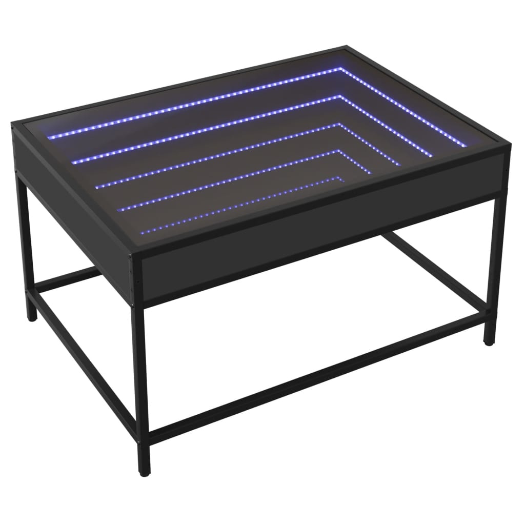 Soffbord Svart med Infinity LEDs 70x50x41 cm