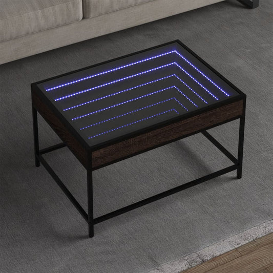 Soffbord Brun Ek med Infinity LEDs 70x50x41 cm