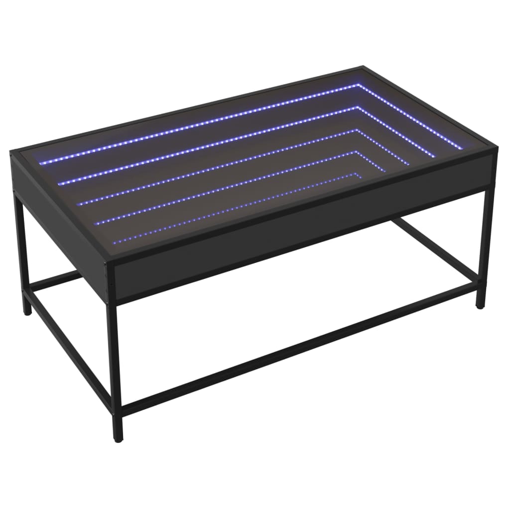 Soffbord Svart med Infinity LEDs 90x50x41 cm