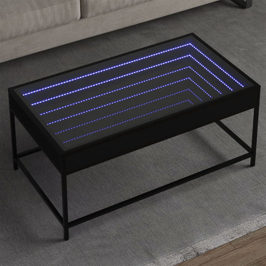 Soffbord Svart med Infinity LEDs 90x50x41 cm
