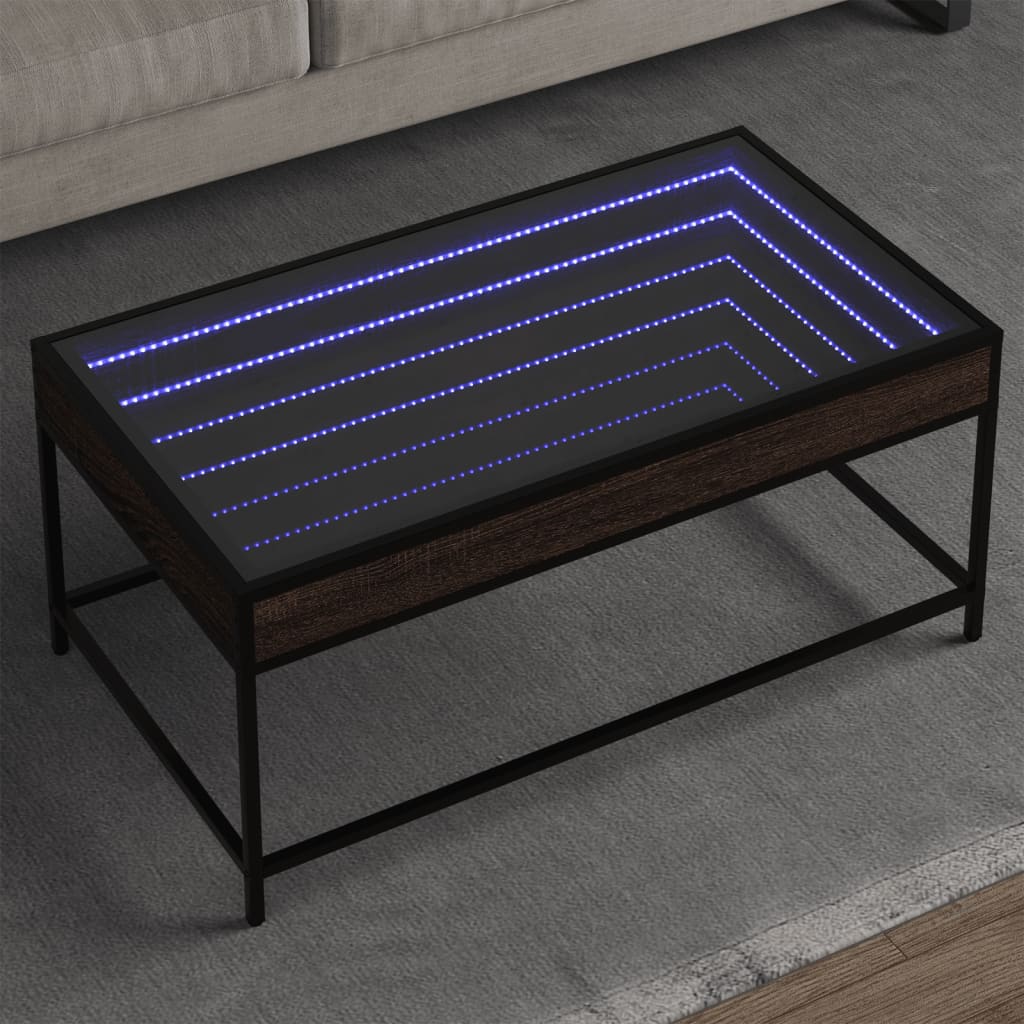 Soffbord Brun Ek med Infinity LEDs 90x50x41 cm