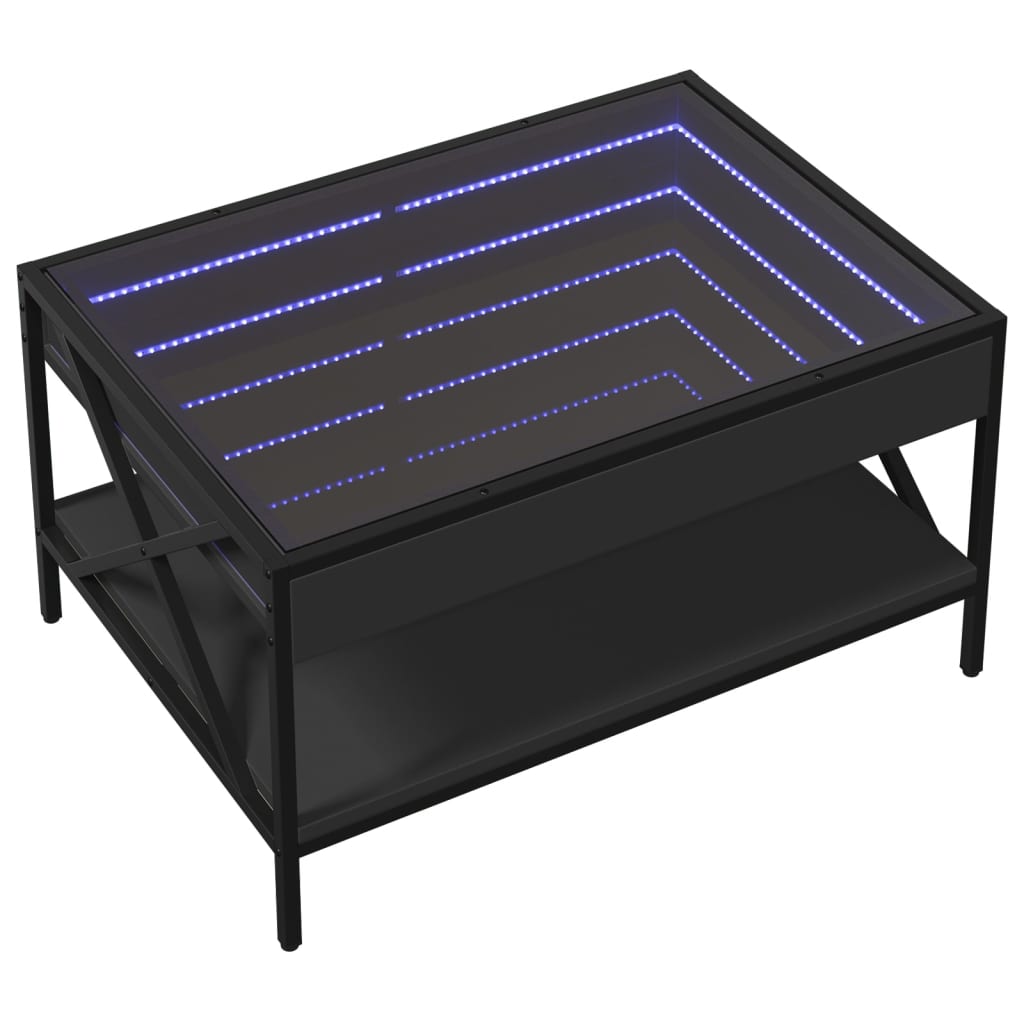 Soffbord Svart med Infinity LEDs 70x50x38 cm