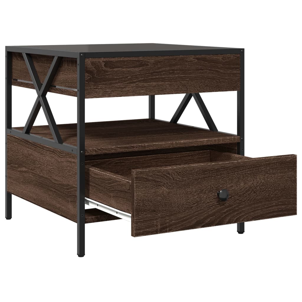 Soffbord Brun Ek med Infinity LEDs 50x50x51 cm