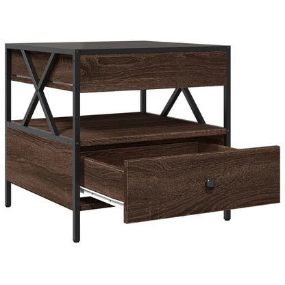 Soffbord Brun Ek med Infinity LEDs 50x50x51 cm