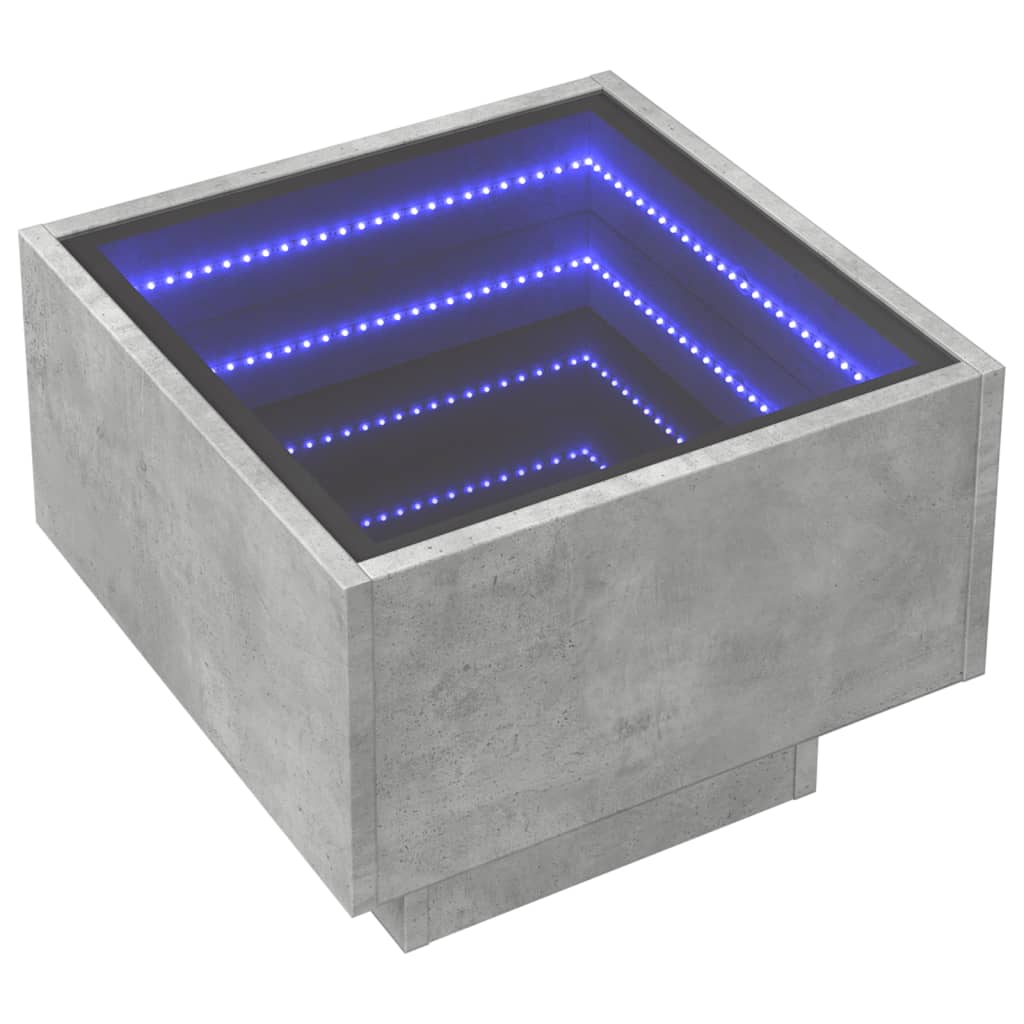 Sängbord Nattduksbord Betonggrå med Infinity LED 40x40x30 cm