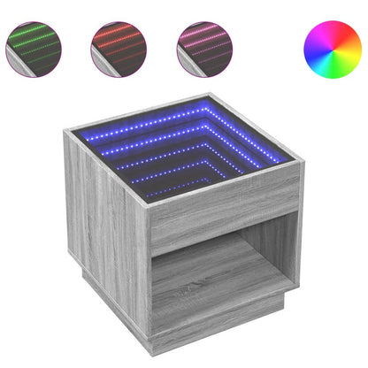 Sängbord Nattduksbord Sonoma Grå med Infinity LEDs 50x50x50 cm