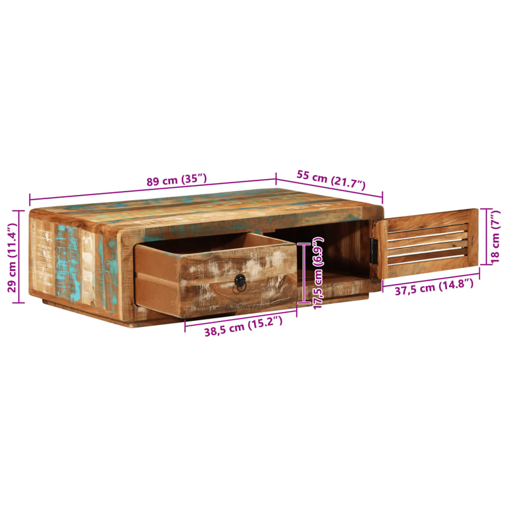 Soffbord Trä 89x55x29 cm massivt återvunnet trä