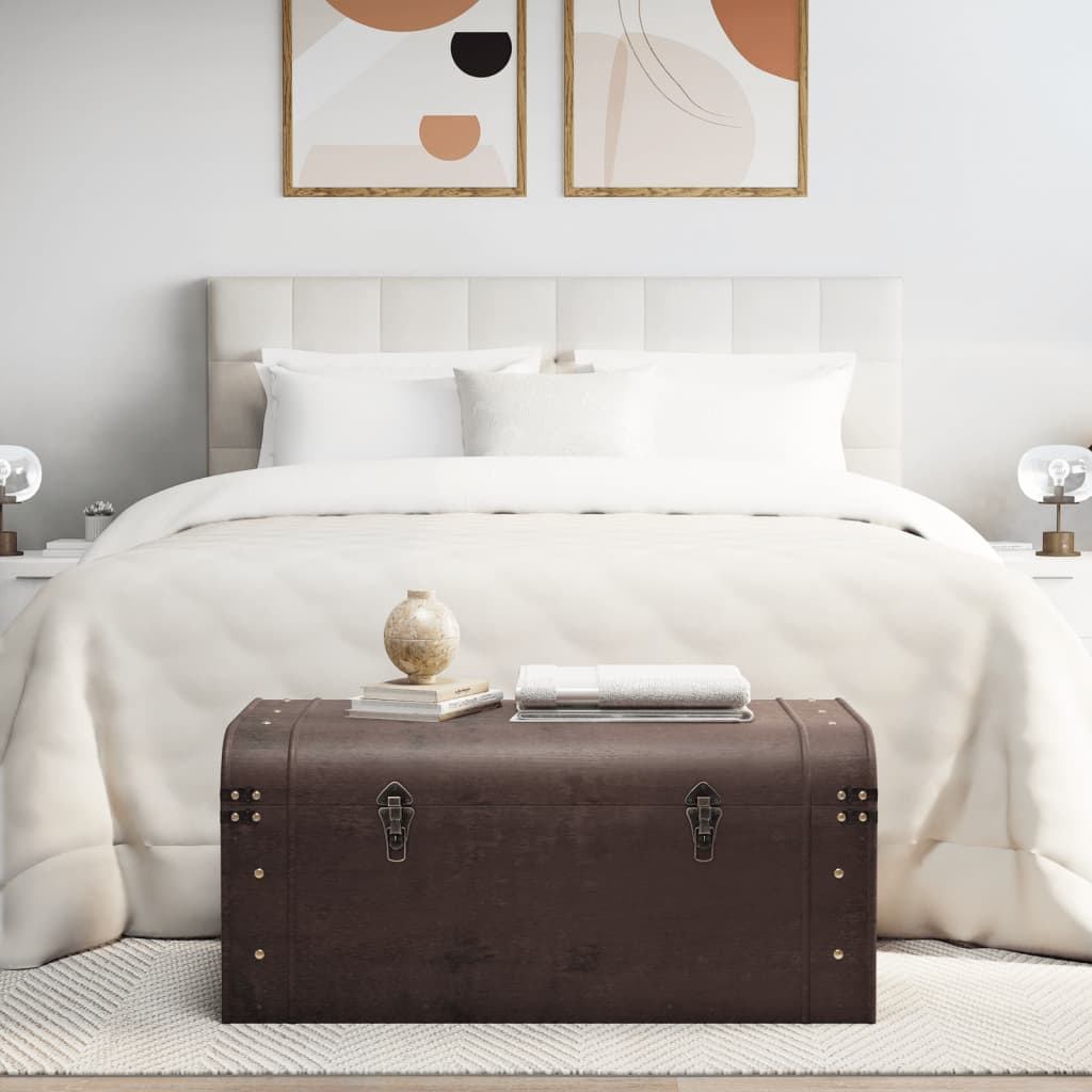 Förvaringskista med spärrar mörkbrun 90x50x39,5 cm plywood