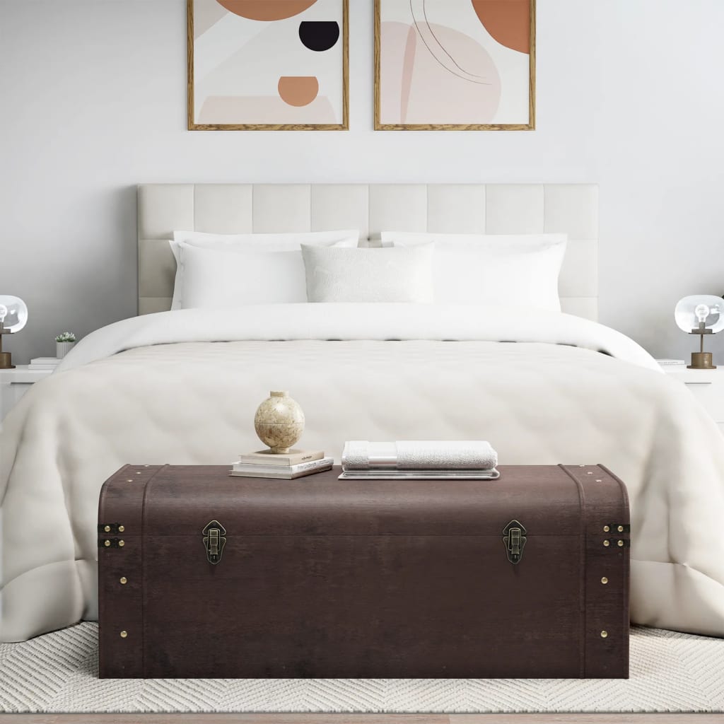 Förvaringskista Skattkista med spärrar mörkbrun 110x50x39,5 cm plywood