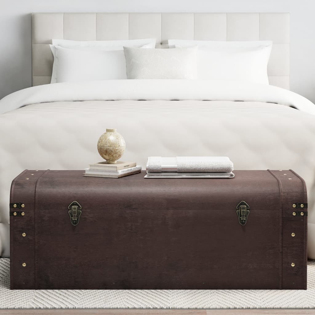 Förvaringskista Skattkista med spärrar mörkbrun 110x50x39,5 cm plywood