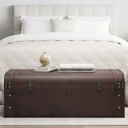 Förvaringskista Skattkista med spärrar mörkbrun 110x50x39,5 cm plywood