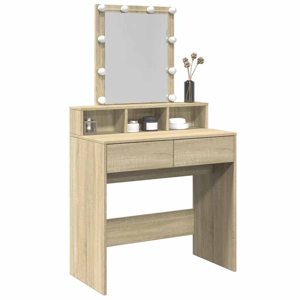 Sminkbord med LED sonoma-ek 80x41x144,5 cm