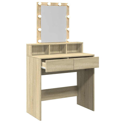 Sminkbord med LED sonoma-ek 80x41x144,5 cm