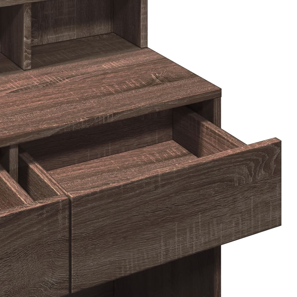 Sminkbord med LED brun ek 80x41x134,5 cm