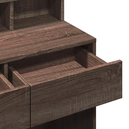 Sminkbord med LED brun ek 80x41x134,5 cm