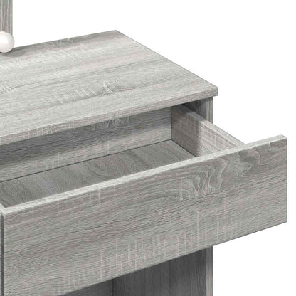 Sminkbord med LED grå sonoma 100x40x130 cm