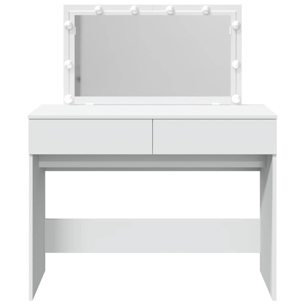 Sminkbord med LED vit 100x40x120 cm