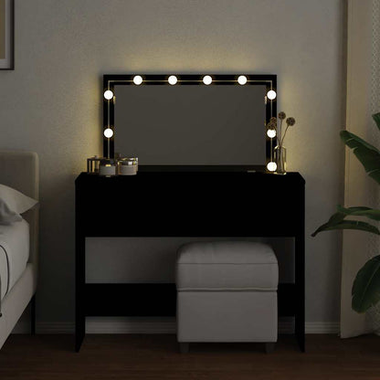 Sminkbord med LED svart 100x40x120 cm