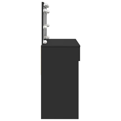 Sminkbord med LED svart 100x40x120 cm