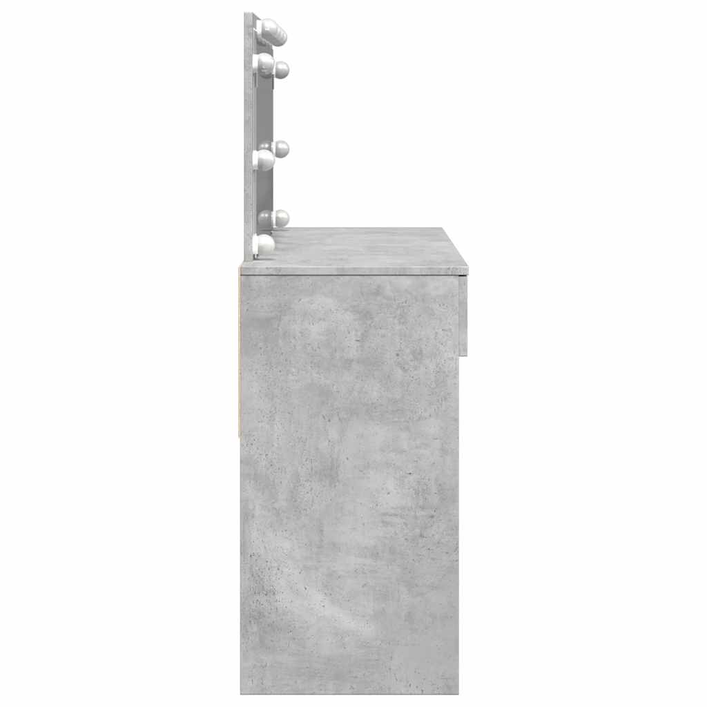 Sminkbord med LED betonggrå 100x40x120 cm