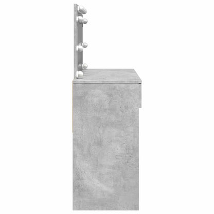 Sminkbord med LED betonggrå 100x40x120 cm