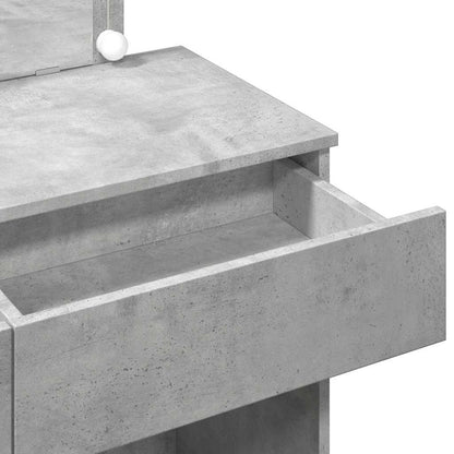 Sminkbord med LED betonggrå 100x40x120 cm