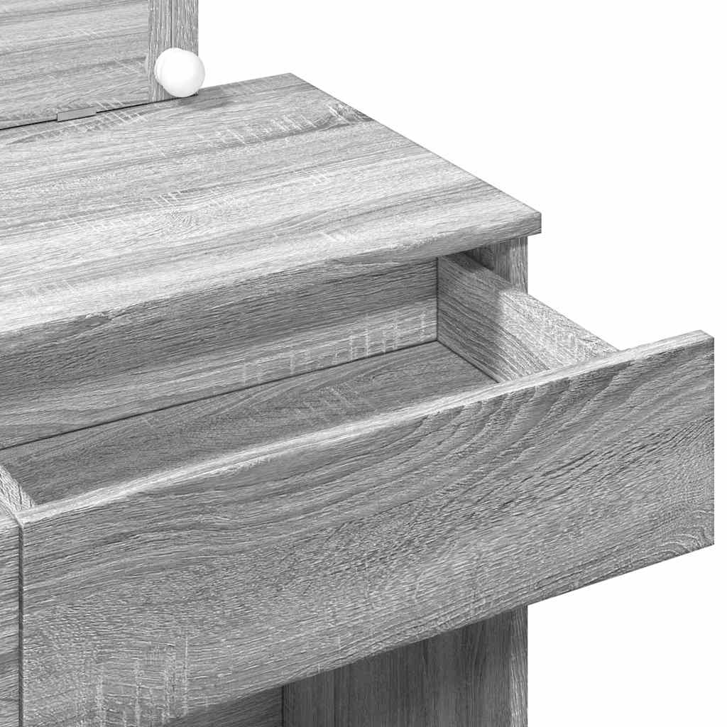 Sminkbord med LED grå sonoma 100x40x120 cm