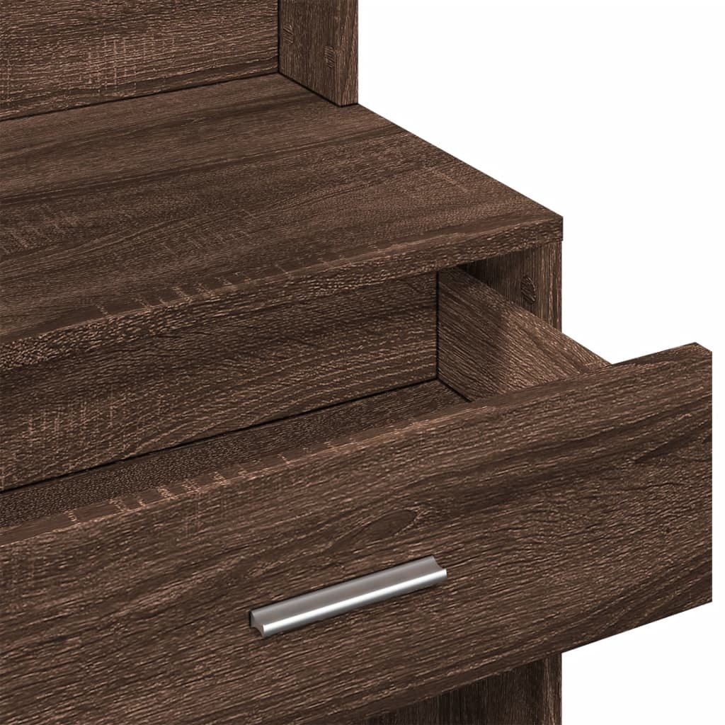 Sminkbord med skåp brun ek 80x35x132 cm