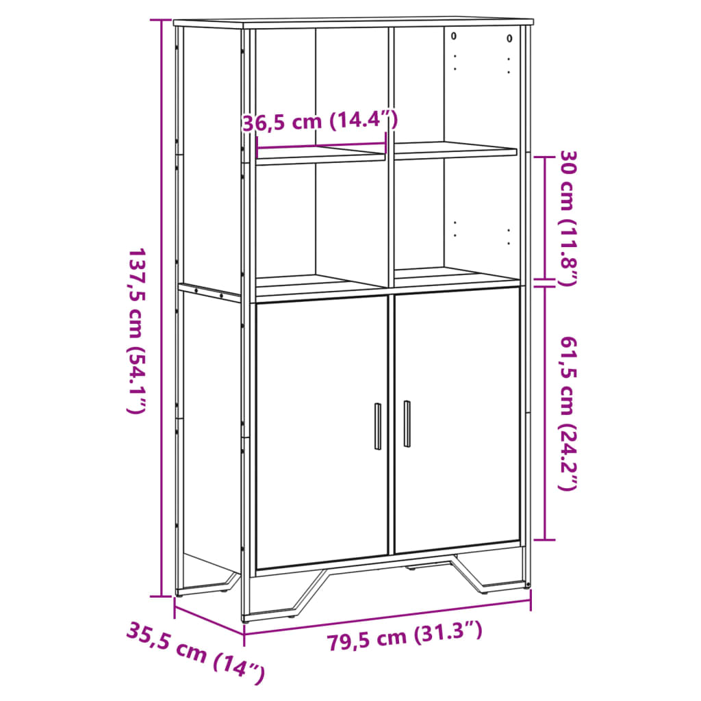 Skåp Sonoma Ek 79,5x35,5x137,5 cm