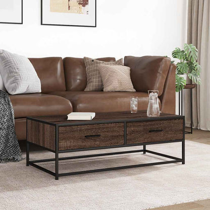 Soffbord Brun Ek 100x50x35 cm och metall