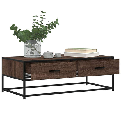 Soffbord Brun Ek 100x50x35 cm och metall