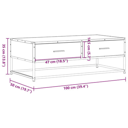 Soffbord Brun Ek 100x50x35 cm och metall