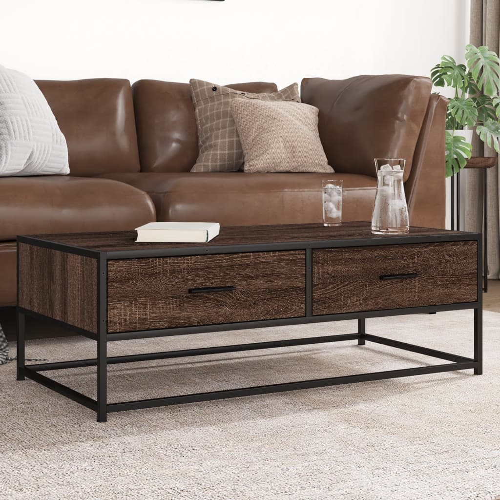 Soffbord Brun Ek 100x50x35 cm och metall