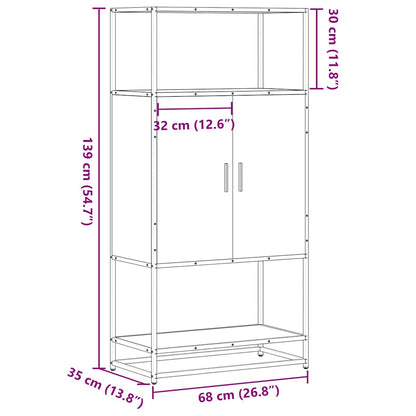 Skåp Sonoma Ek 68x35x139 cm metall