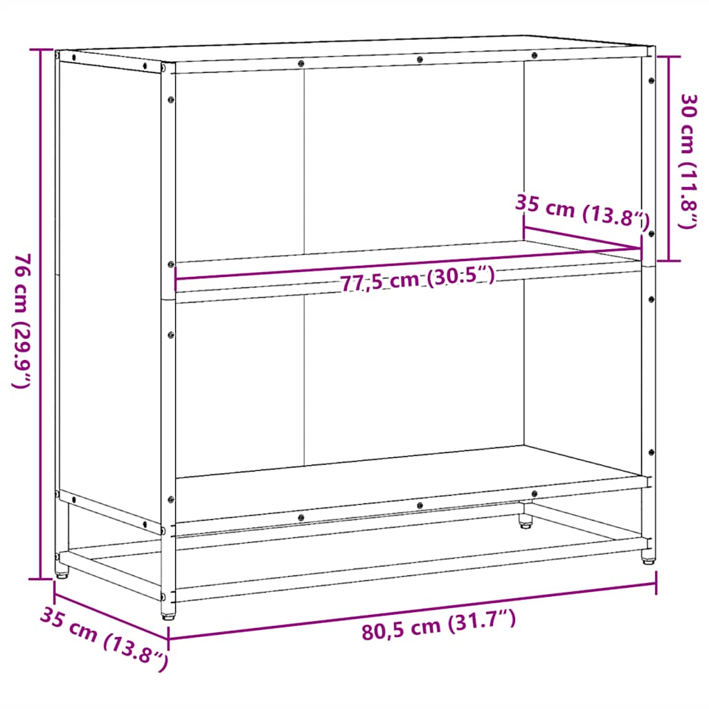 Bokhylla Brun Ek 80,5x35x76 cm