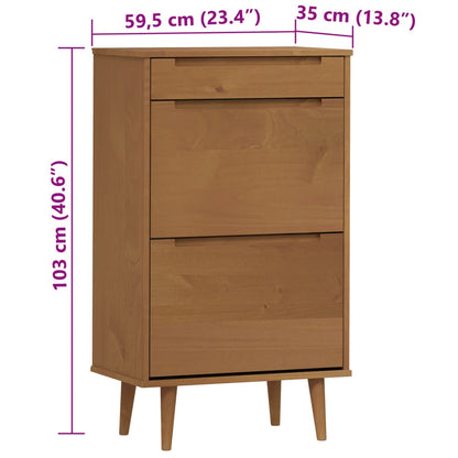 Skoställ Brun Skoskåp MOLDE Brun 59,5x35x103 cm massiv furu