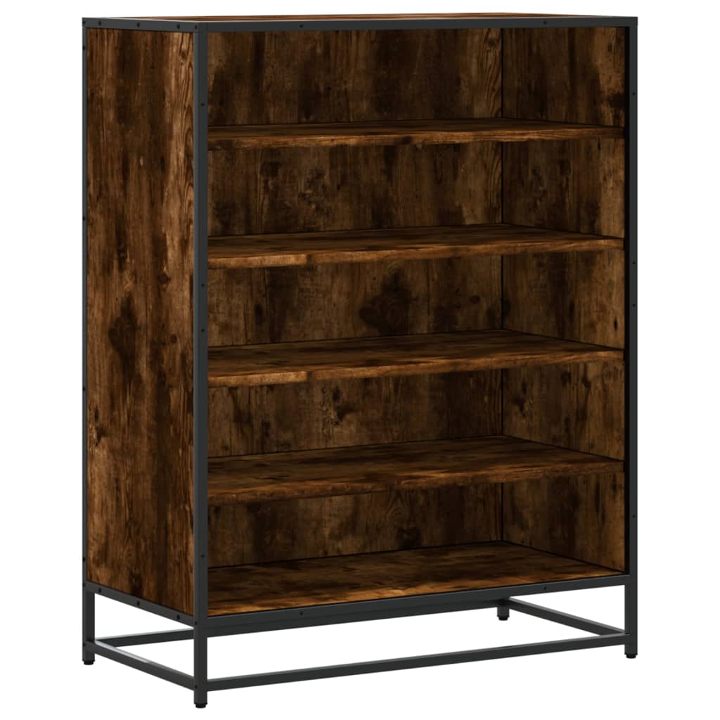 Skoställ Rökfärgad Ek Skoskåp 75x38x97,5 cm och metall