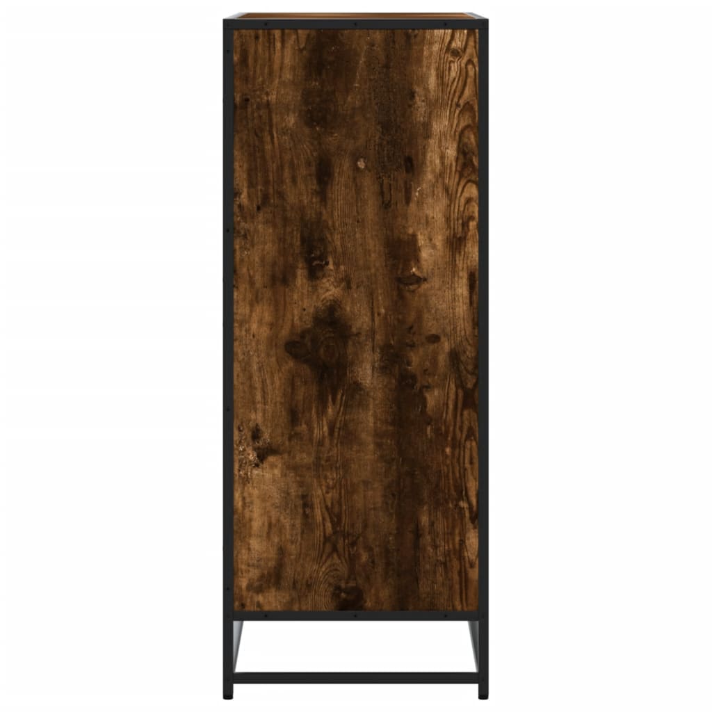 Skoställ Rökfärgad Ek Skoskåp 75x38x97,5 cm och metall