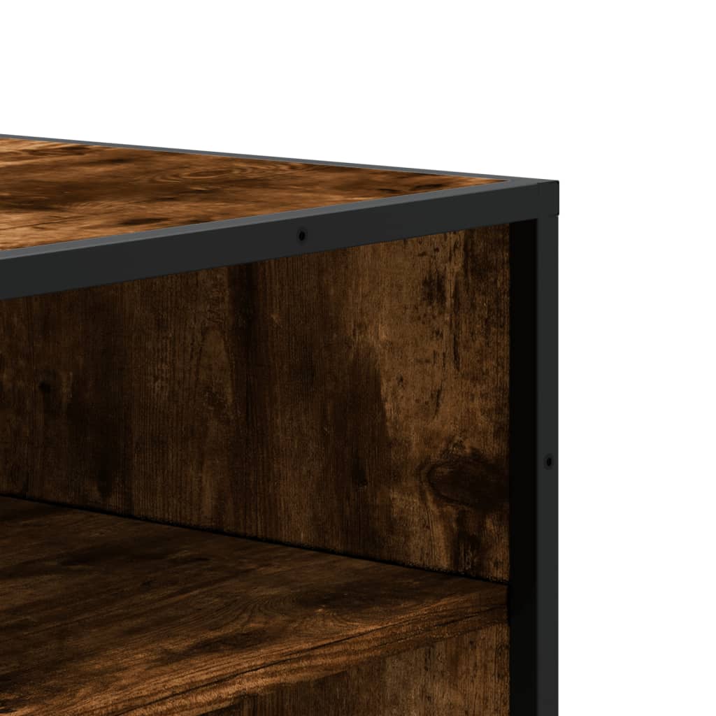 Skoställ Rökfärgad Ek Skoskåp 75x38x97,5 cm och metall