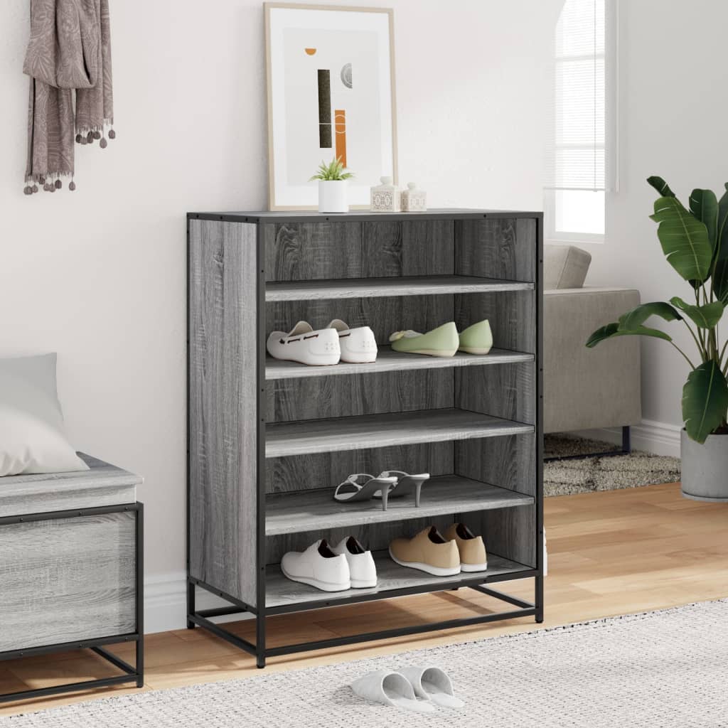 Skoställ Sonoma Grå Skoskåp 75x38x97,5 cm och metall