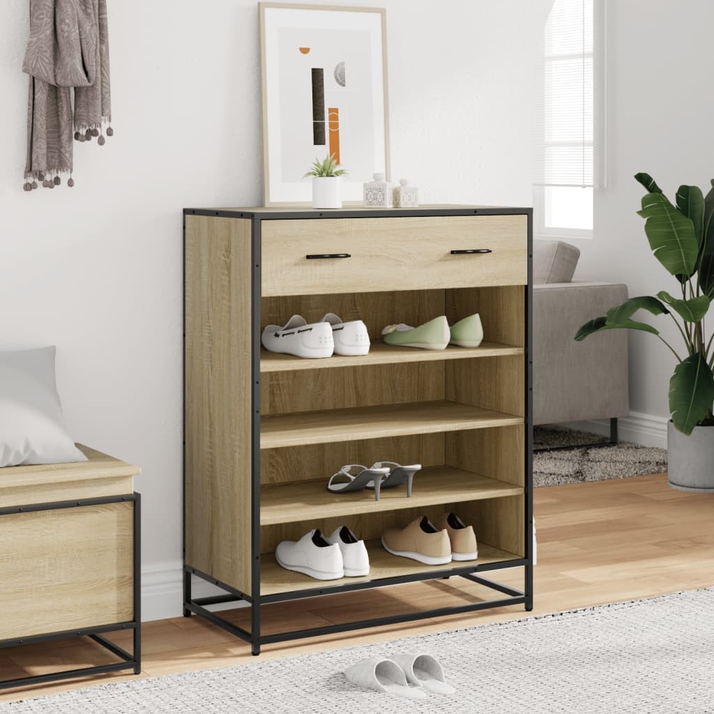 Skoställ Sonoma Ek Skoskåp 75x38x97,5 cm och metall