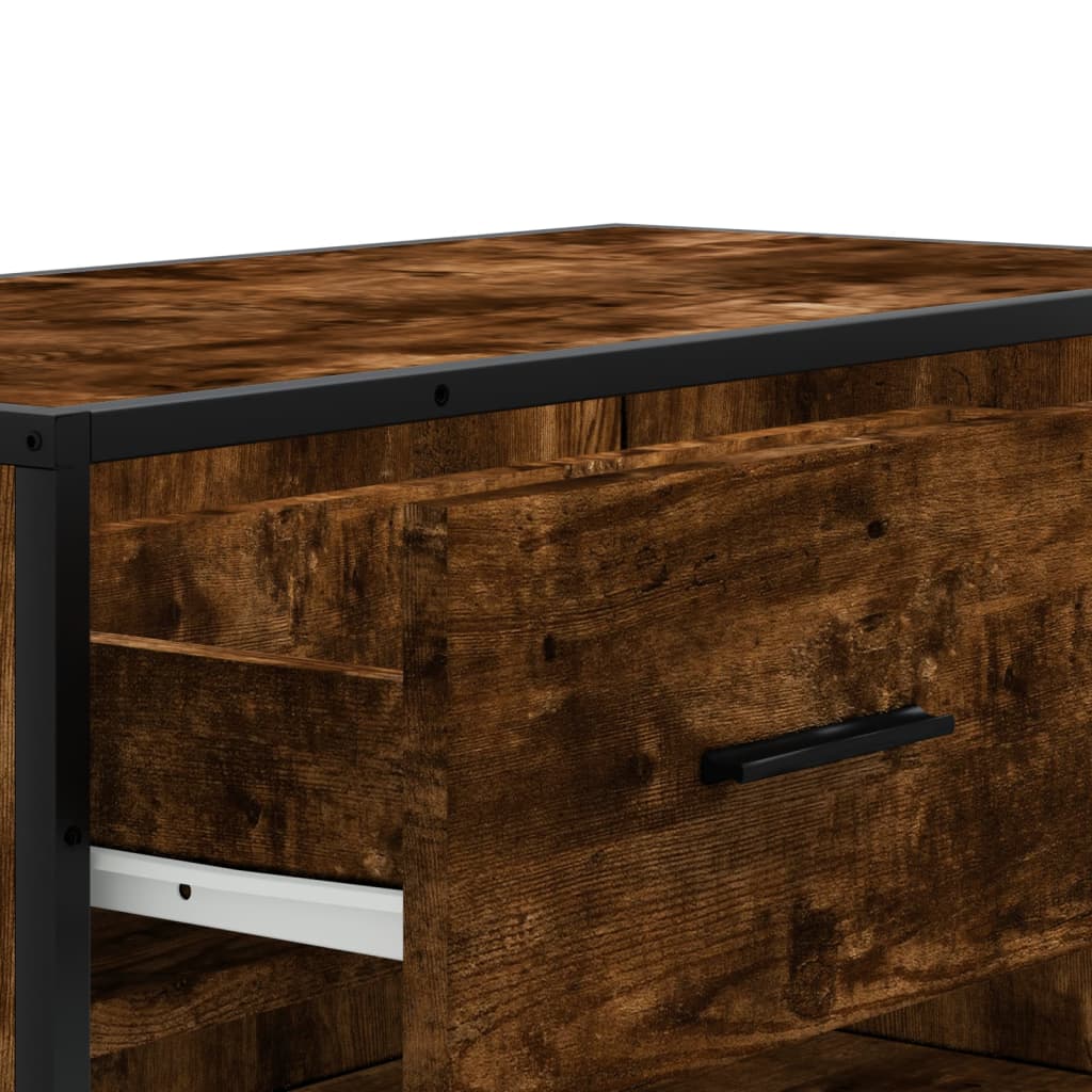 Skoställ Rökfärgad Ek Skoskåp 75x38x97,5 cm och metall