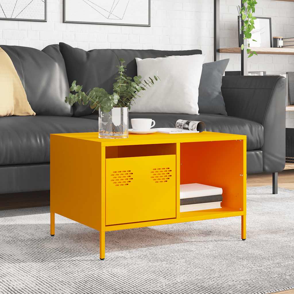 Soffbord DIV.  senapsgul 68,5x50x43,5 cm kallvalsat stål