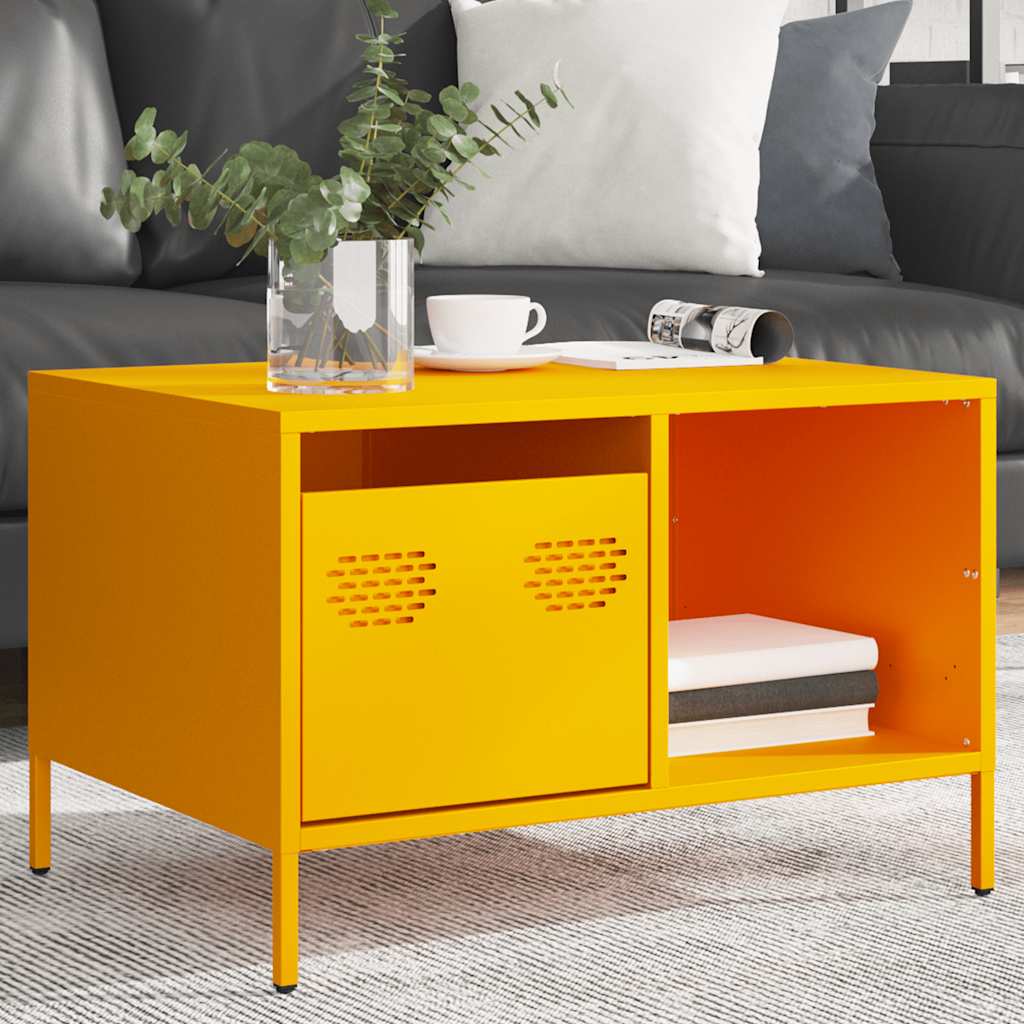 Soffbord DIV.  senapsgul 68,5x50x43,5 cm kallvalsat stål