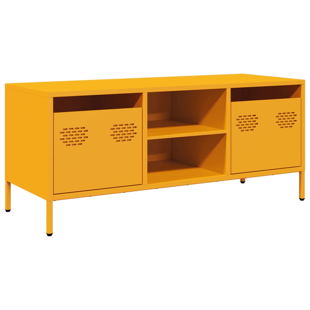 TV-Möbel DIV. TV-Bänk senapsgul 101,5x39x43,5 cm kallvalsat stål